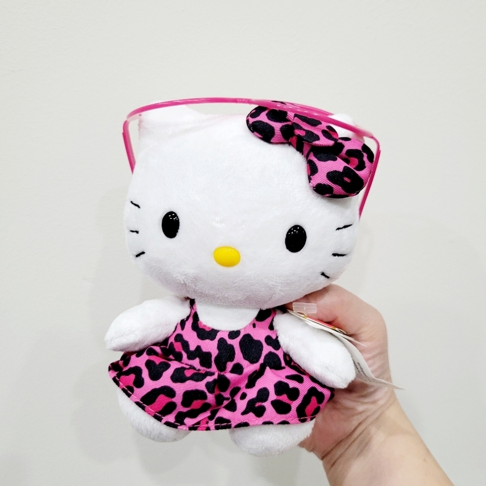 Brand New 2012 TY Beanie Hello Kitty Pink & Black Glasses Plush Toy Doll 6"